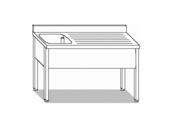 Lavello inox prof. cm.60 vasca con gocciolatoio cm.100 - 140.